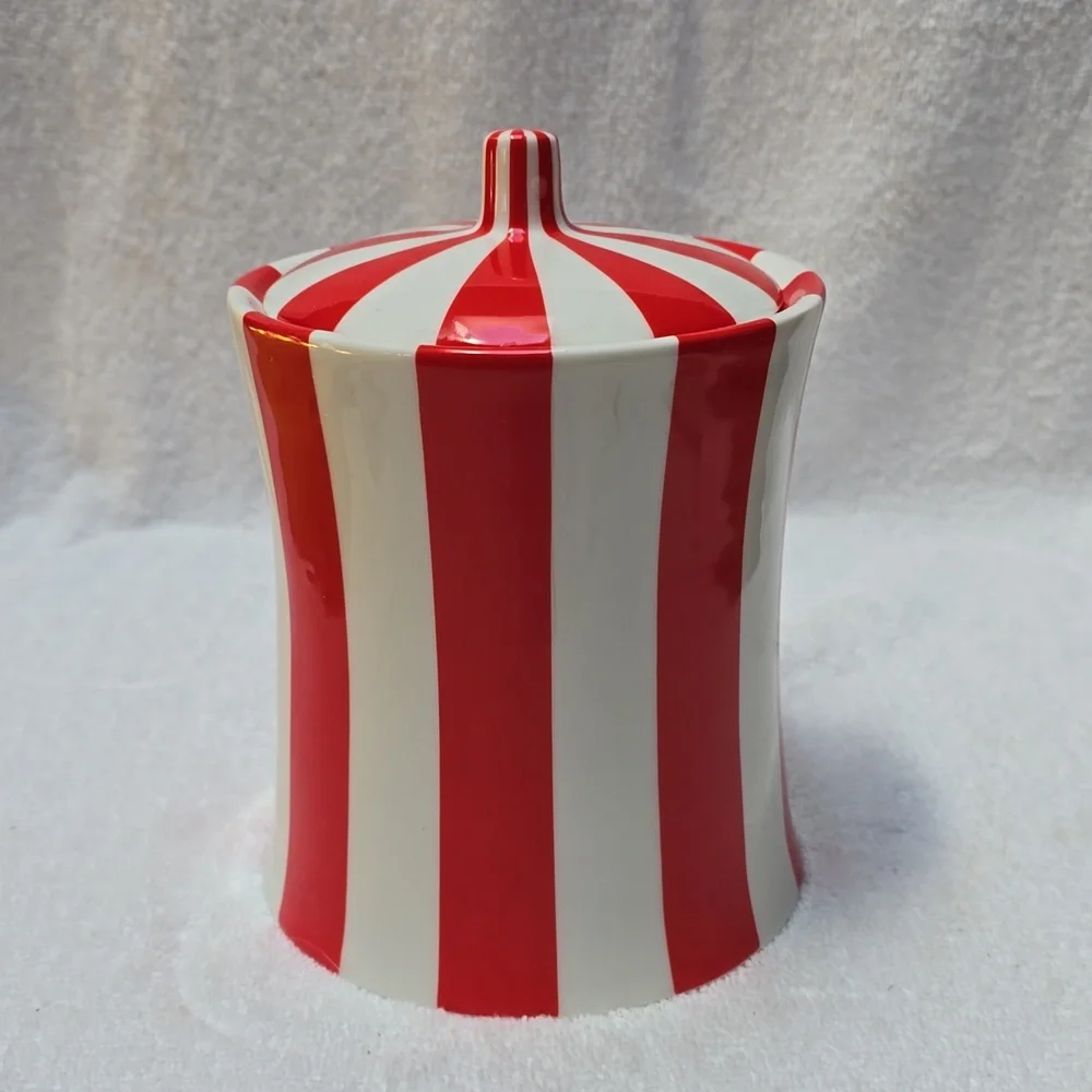 Jonathan Adler Red and White Striped Canister